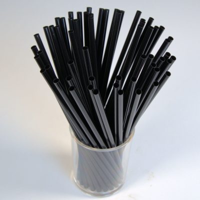 7.75” Black Plastic straw